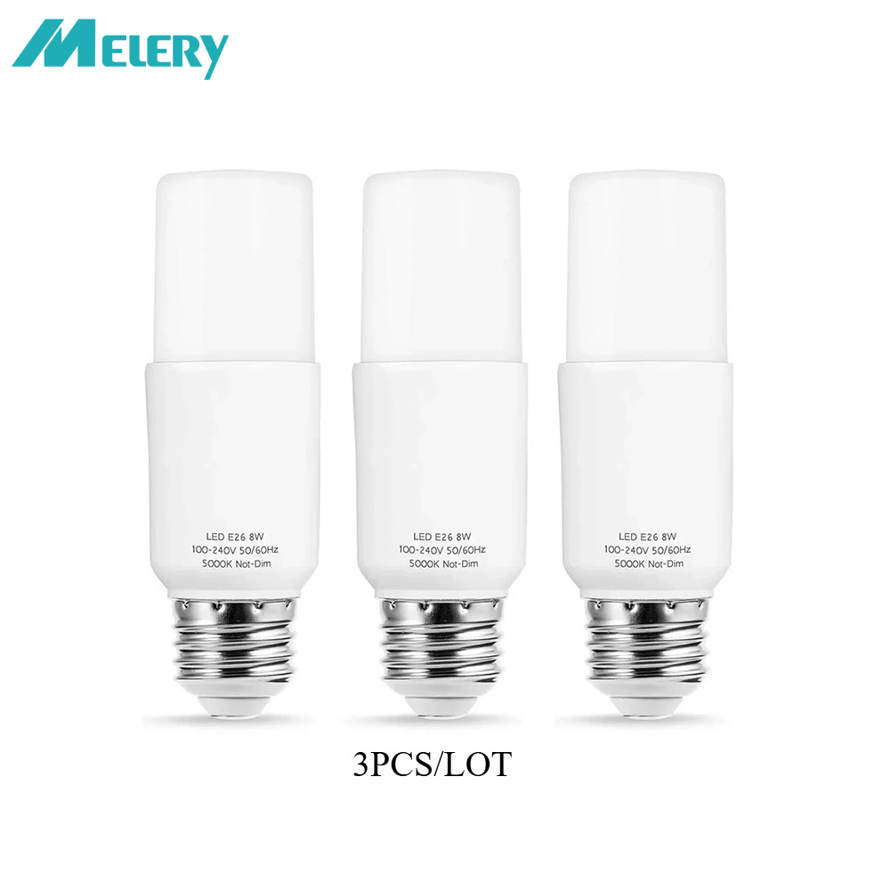 メレリー E27 E26 チューブラー LED電球 昼白色 8W相当 60W 800ルーメン 360度ランプ 家庭用 業務用 3個パック