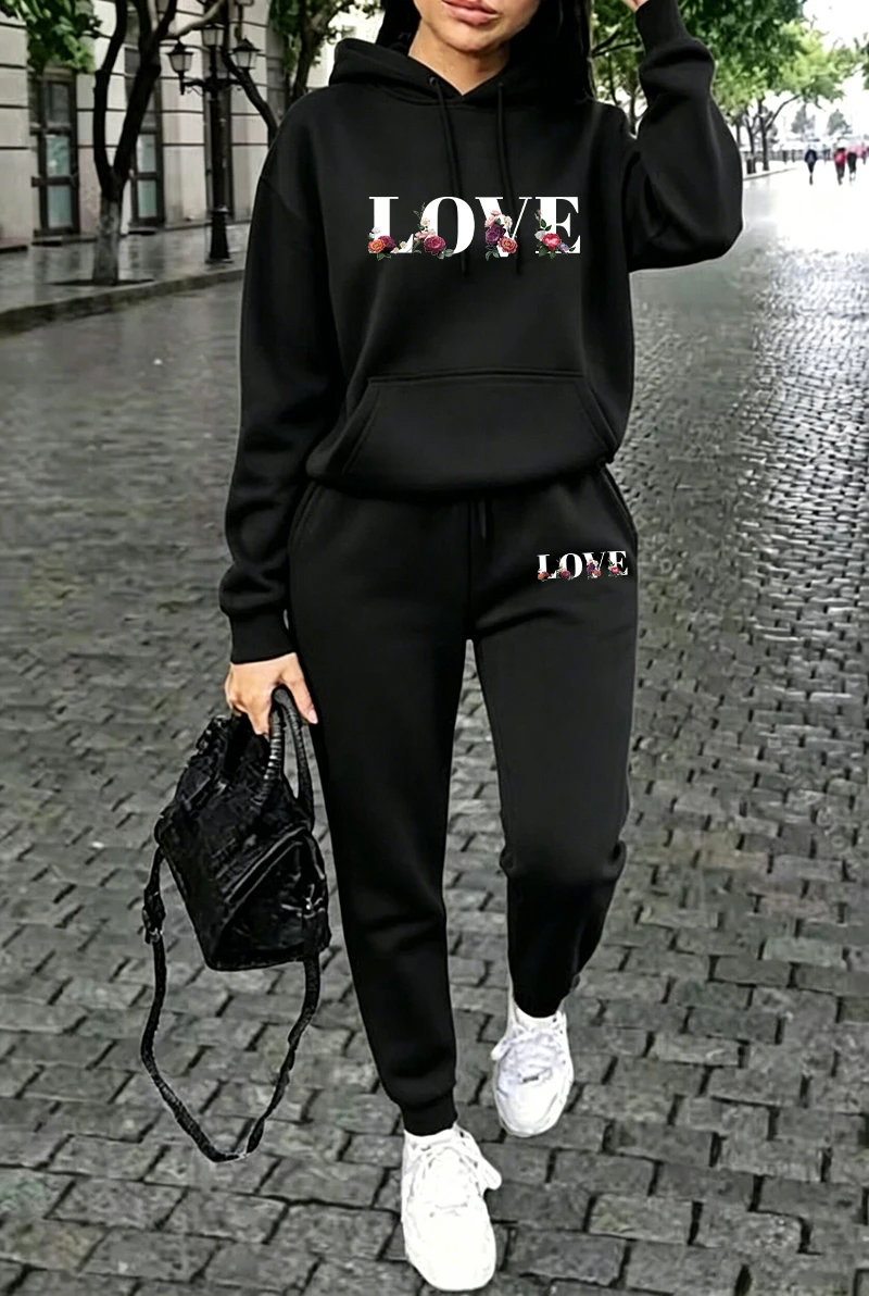 ホット販売レディース衣装秋冬カジュアルスウェットアウトドアスポーツジョギング女性服毎日ワンピースパーカーパンツ