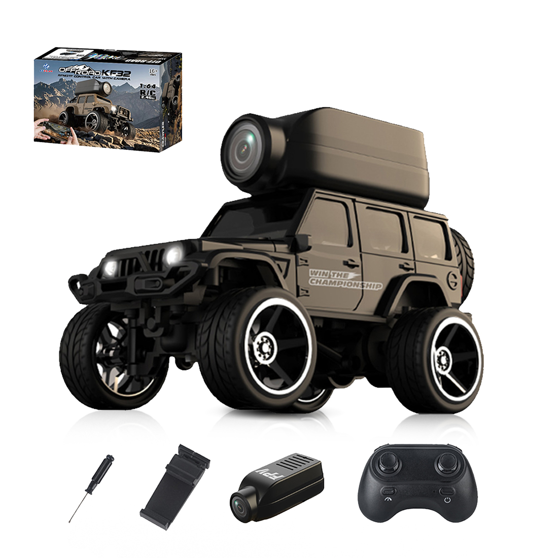 1/64 マイクロ RC クローラー 480P FPV カメラ付き 2.4 グラム 4WD 合金オフロードリモートコントロールカーフルプロポーショナルアプリビデオデスクトップおもちゃ