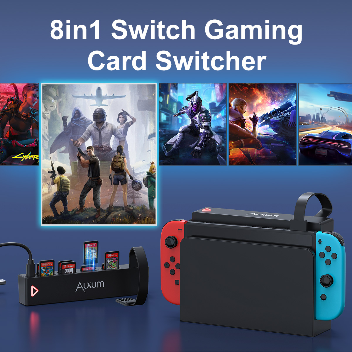 ワイヤレス ゲームカード リーダー スイッチ アクセサリー 4-in-1 カード スロット ポータブル ゲーム カード チェンジャー アクセサリー Nintendo Switch OLED 用