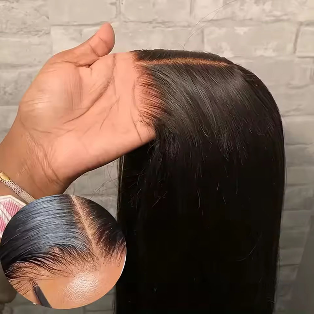 40 インチ 250% 密度 着用してゴー グルーレスウィッグ 人毛 プレカット ベビーヘアで摘み取った 5x5 13x4 ボーン ストレート レース フロンタルウィッグ 人毛ウィッグ 女性用 接着剤不要 HD レース フロント留め すぐに装着可能