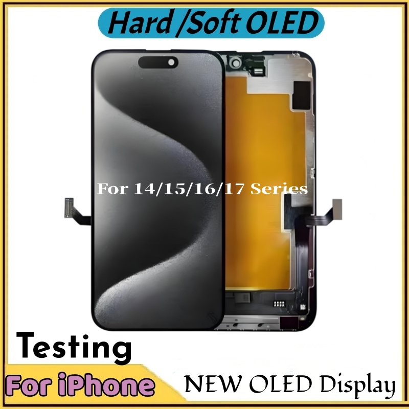 新しい OLED ソフト/ハード iPhone 14 15 16 17 Pro Max 14 15 16 Plus ディスプレイ LCD 3D トゥルートーンタッチスクリーン交換用