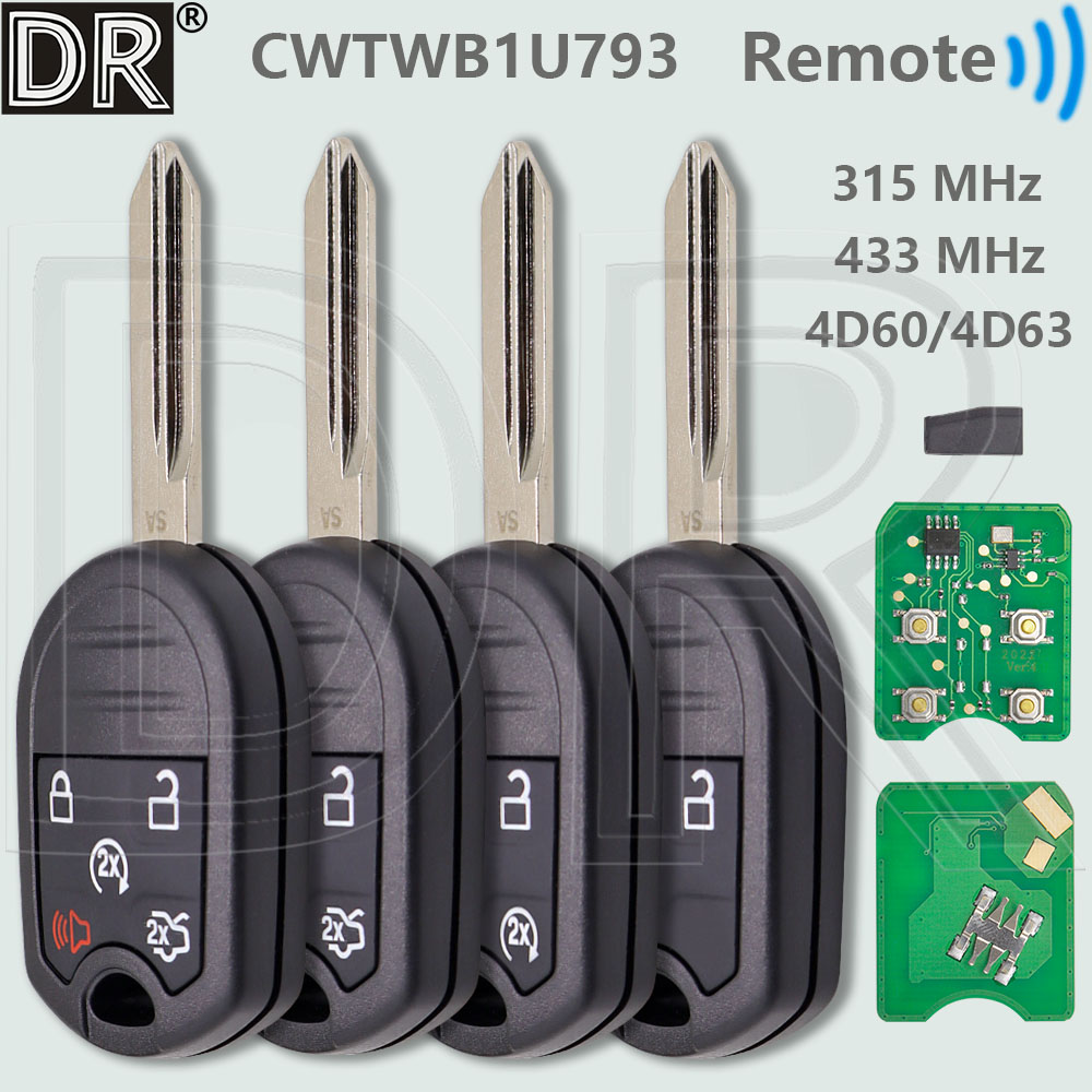 DR CWTWB1U793 315/433MHz 4D60/4D63 車リモートキーフォードエッジエスケープフュージョントーラスマツダエクスペディションエクスプローラーフレックスムスタ