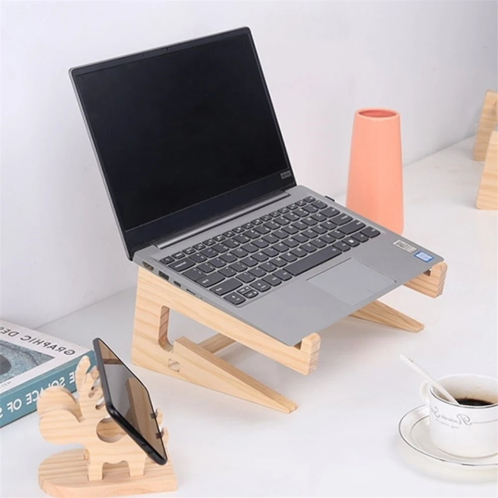コンピュータスタンド木製ラップトップスタンド取り外し可能なベースコンピュータ冷却スタンドラップトップに適しています