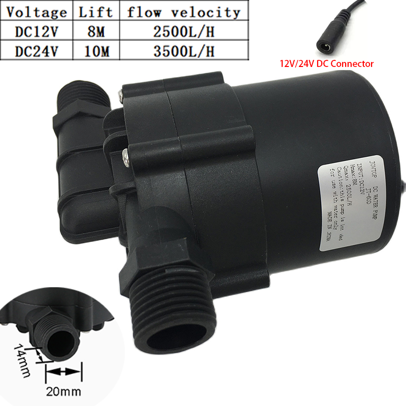 JT-60D ミニチュアブラシレス DC ウォーターポンプ 12V 24V 2500 〜 3500L/H 循環ブースターウォーターポンプ給湯器最大リフト 10 メートル