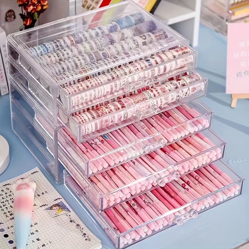 3/5層アクリル引き出しクリアオフィスオーガナイザーデスク用引き出し、鉛筆ホルダー大型デスクアクセサリー家庭用ディスプレイキャディ