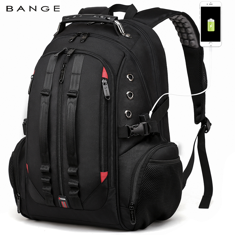 BANGE 大型多機能 40L ラップトップバックパック 17 インチ耐久性のある旅行バックパックスクールバッグティーンエイジャー用 USB 充電ポート付き