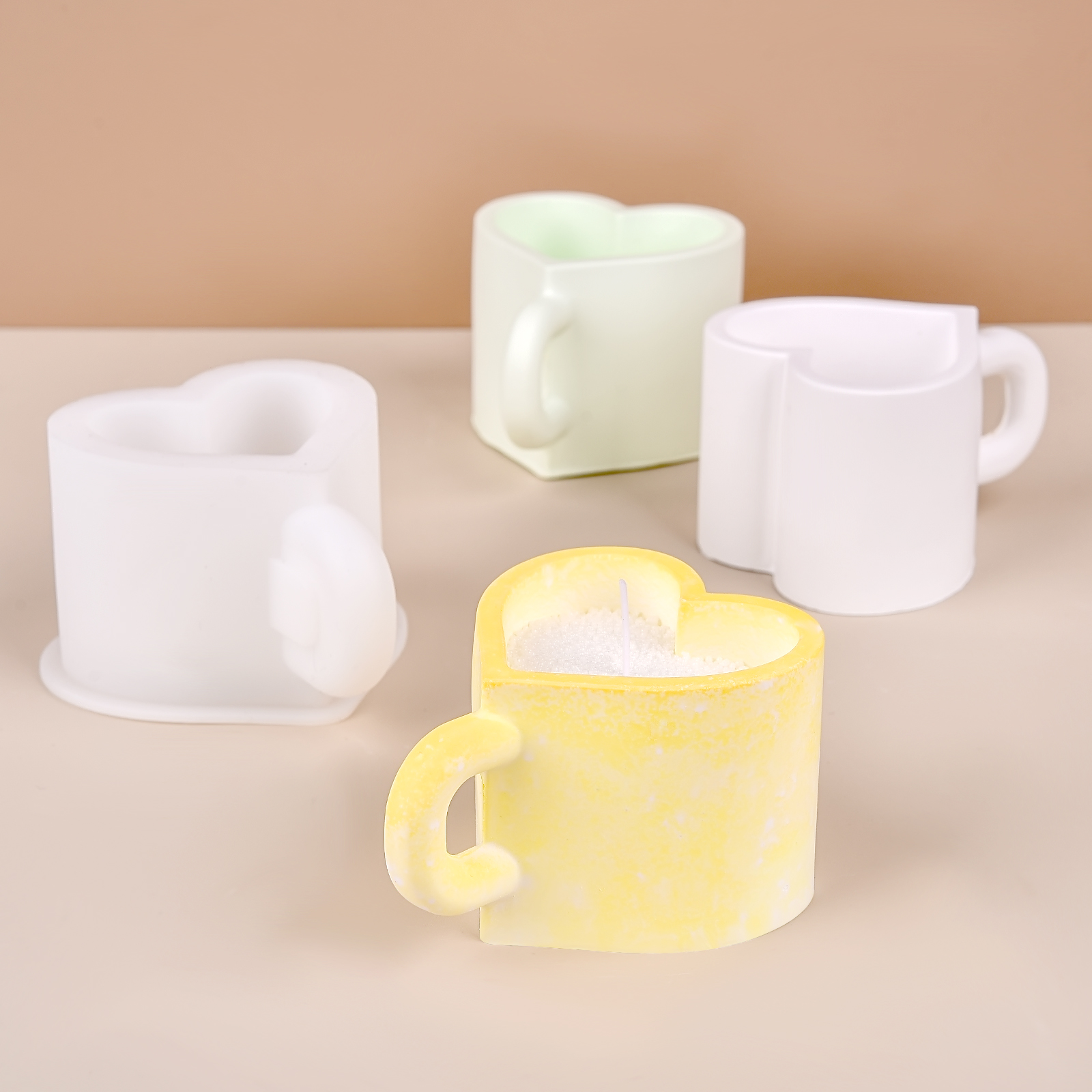 愛のティーカップシリコーン型 DIY 石膏セメントコーヒーカップ装飾皿収納プレート飾りエポキシ樹脂型家庭用手芸