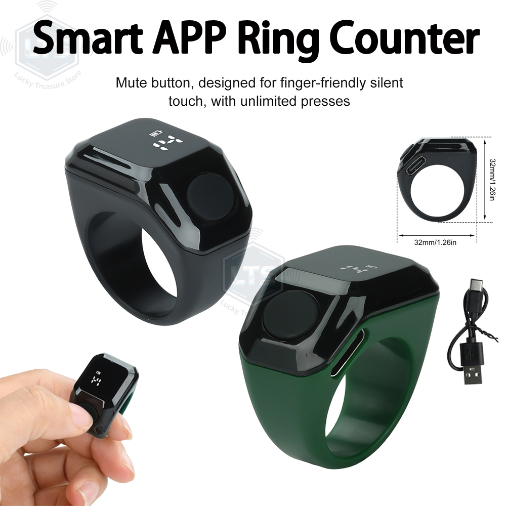ポータブルデジタルディスプレイカウンタースマートAPPリングカウンターBluetoothカウントリング時間リマインダーウェアラブルTasbih ZikrリングMisbah