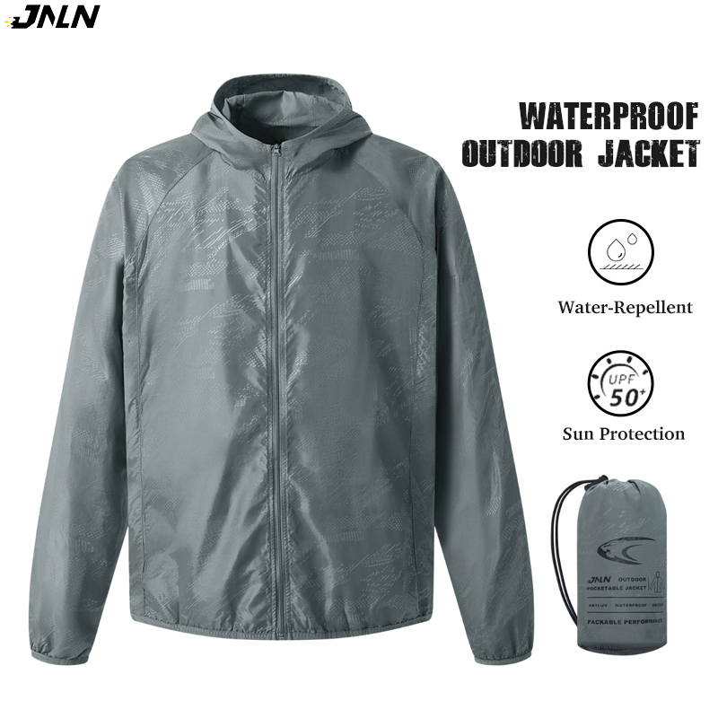 JNLN キャンプレインジャケット男性女性防水日焼け止め服釣り狩猟服速乾性ウインドブレーカーポケット付き