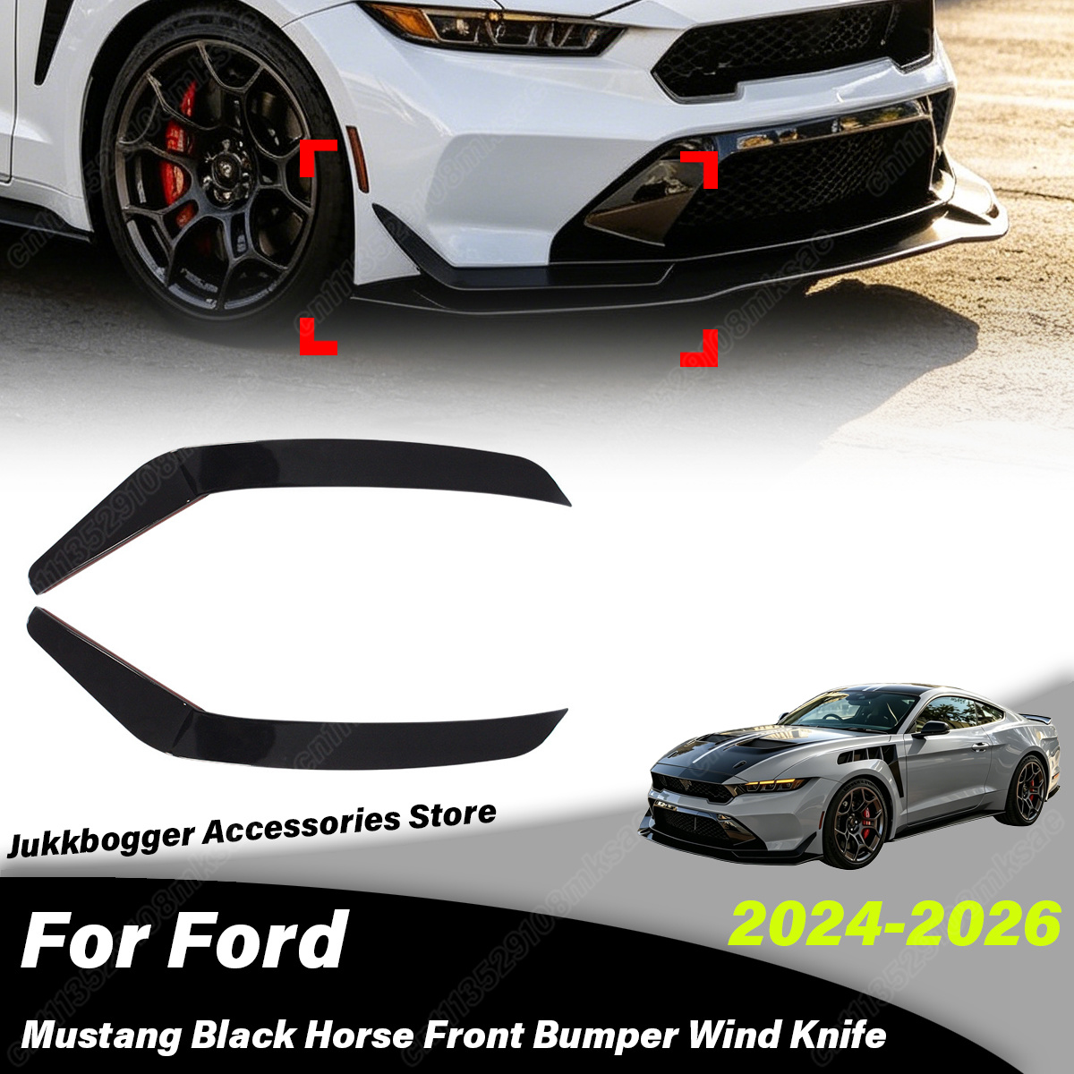 フォードマスタングブラックホース 2024 2025 2026 自動車フロントバンパーサイドスプリッターサイド風ナイフ装飾アクセサリーキット