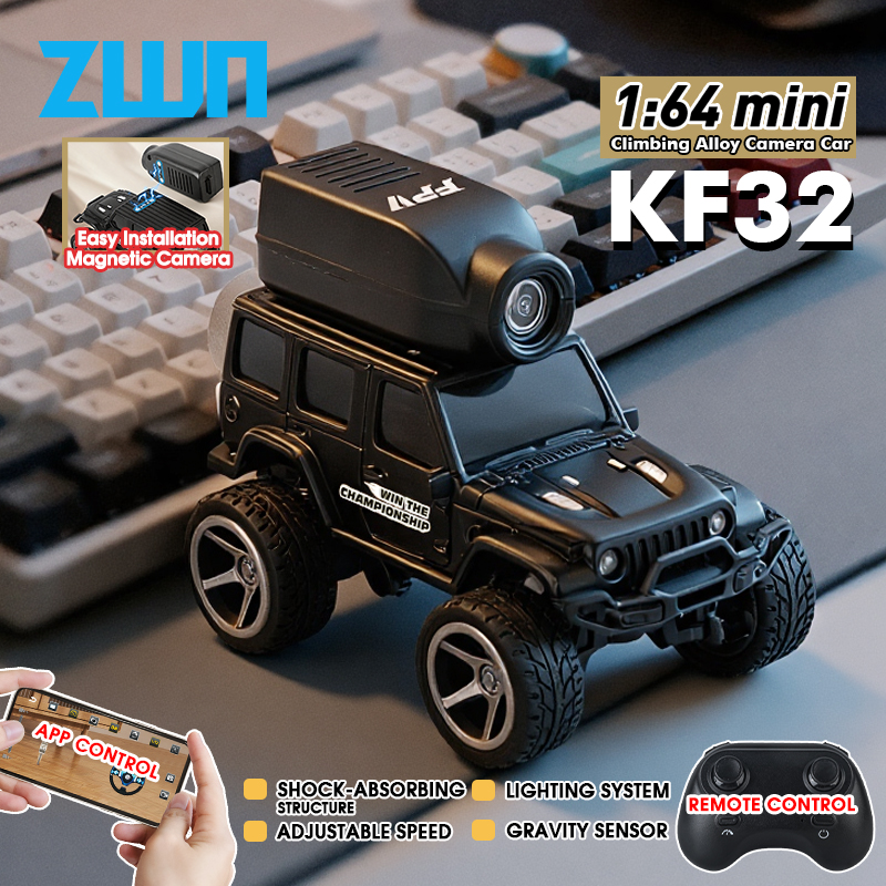 KF32 1:64 RC ミニクライミング合金ビデオカー LED ライトと HD カメララジオリモートコントロール車両のおもちゃ子供のための最高のギフト