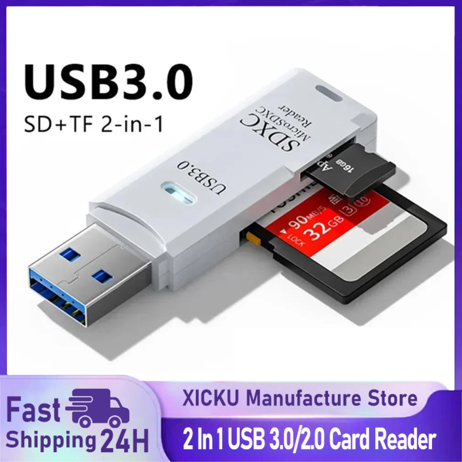 多機能 2 In 1 高速 USB 3.0/2.0 カードリーダーは TF SD コンピュータタブレットカメララップトップ車載をサポート