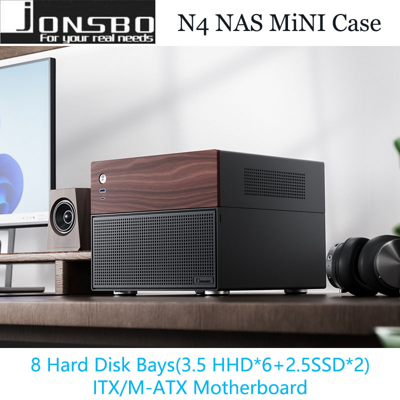 JONSBO N4 ミニ​​ NAS コンピュータケースサポート ITX/M-ATX マザーボード/8 ハードディスク位置/230 ミリメートルグラフィックカード SFX パワービット PC ケース