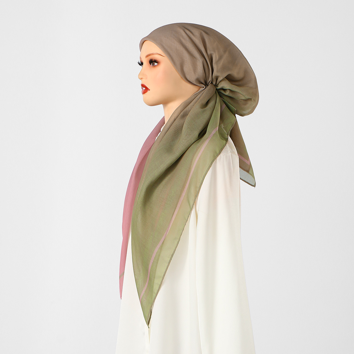 イスラム教徒インスタントヒジャブ女性用薄型ボイルグラデーションヘッドバンドヘッドラップカバー首と肩弾性キャップヘッドショール