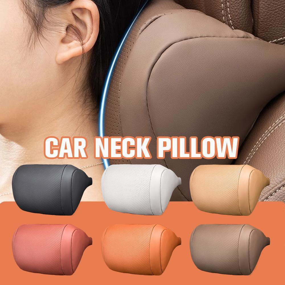 高級ナッパレザーカーシートヘッドレストカーインテリアシート通気性保護ネックピローソフトでふわふわオールシーズン対応