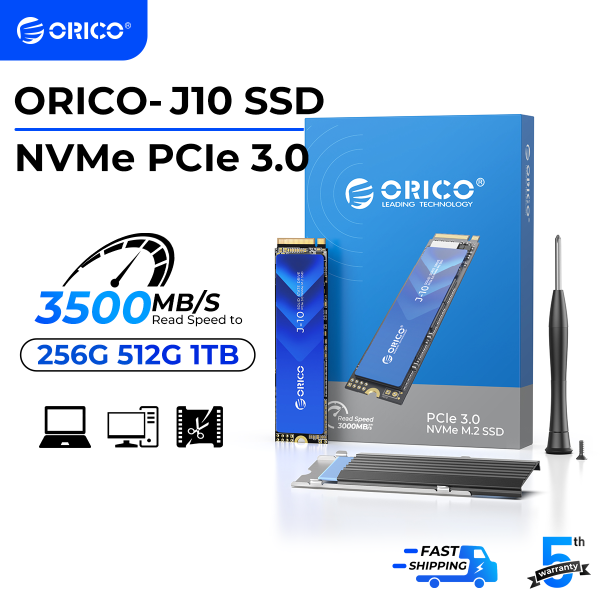 ORICO J10 M.2 NVMe SSD PCIe 3.0 SSD 3100MB/S M.2 M キー 2280 内蔵ソリッドステートドライブオーディオエディター用 1TB 2TB 4TB