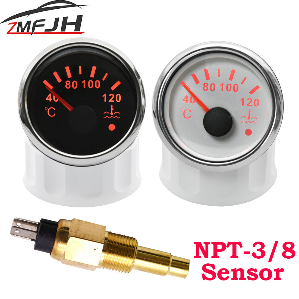 40-120 デジタル水温計センサー 3/8 NPT 水温センサー赤色バックライト 52 ミリメートルゲージインジケーターカーボート用
