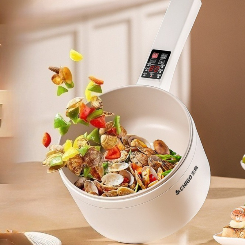 野菜炒め用電気中華鍋多機能ノンスティック電気フライパン麺調理器蒸し沸騰電気ポット