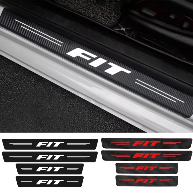4 個車のシルペダルリアバンパー保護ステッカーホンダフィットロゴ 2021 2020 2019 2018 2017 2016 2015 2014