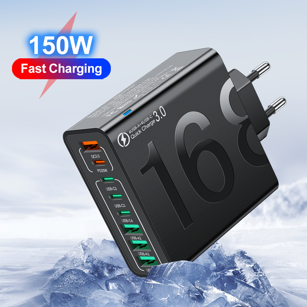 150 ワット QC3.0 マルチポート急速充電充電器タイプ C USB 高速充電電源アダプタ Xiaomi Huawei Oneplus iPhone 14 Pro