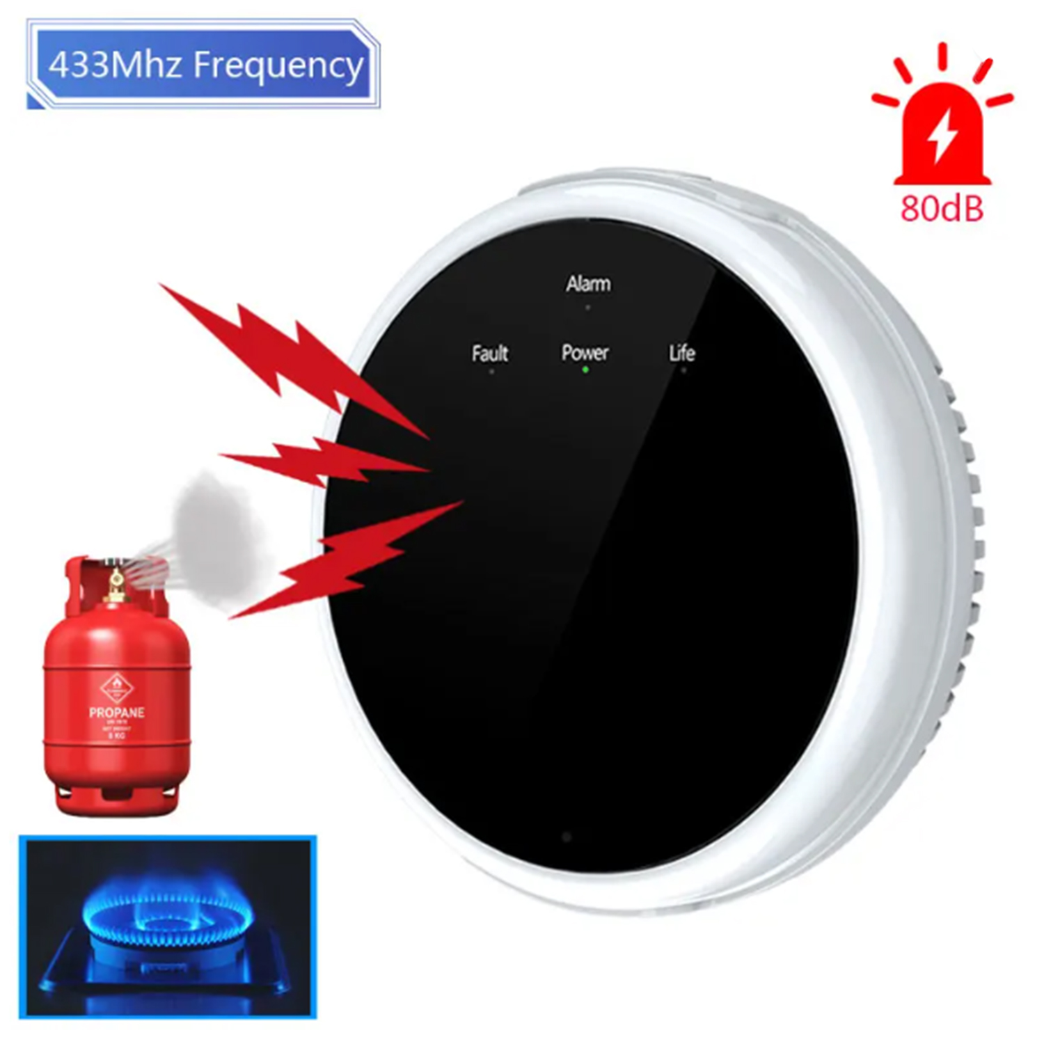 インテリジェント天然ガス漏洩検知器 APP 制御 デジタル LED 可燃性ガス警報器 高感度 EU プラグ