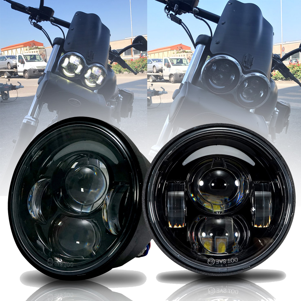 ブラック/クローム 4.65 インチオートバイヘッドライト FXDF ダイナファットボブ用オートバイ LED ハイロープロジェクターダイナファットボブ用