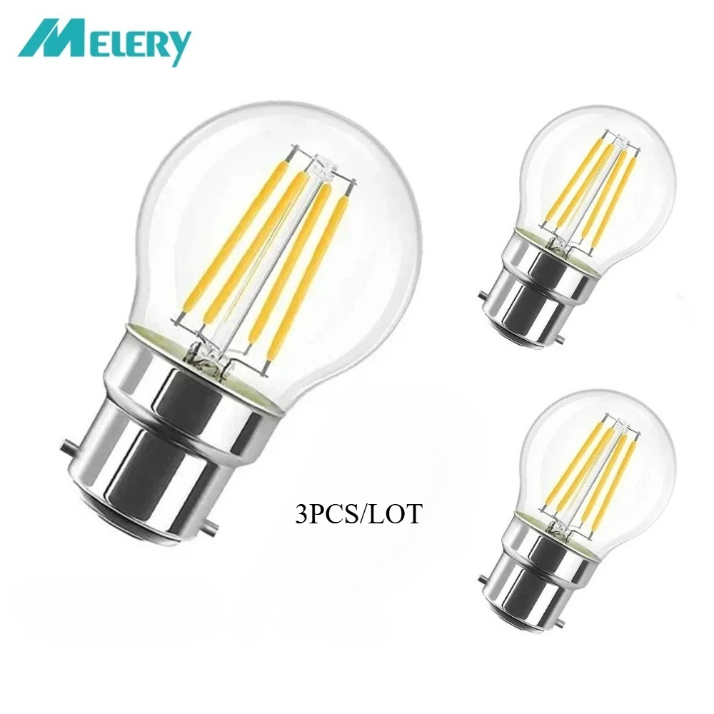 Melery B22 フィラメント LED 電球 4W 白熱バヨネットランプ G45 2700K ウォームホワイト交換用 40W 素朴なクリアエネルギー A 3 パック