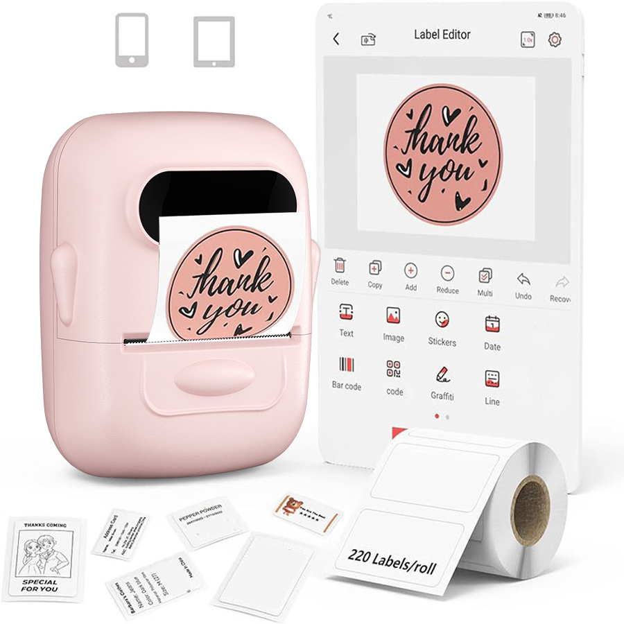 Marklife 感熱ラベルプリンタ P50 Protable Bluetooth ワイヤレス粘着プリンタタグ価格マシンオフィス学校キッチン用