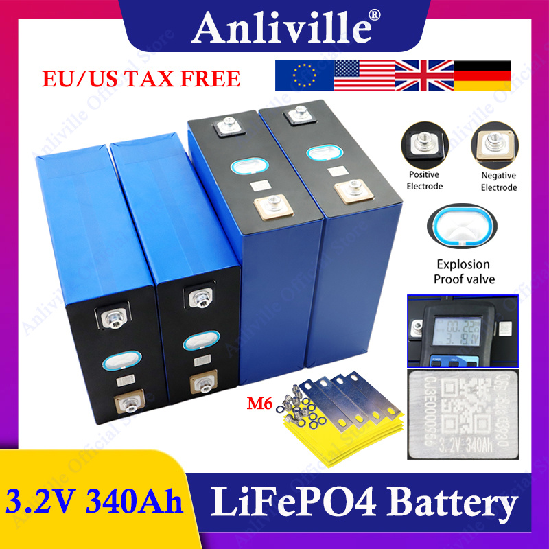 新しい A クラス 3.2V 340Ah LiFePO4 大容量バッテリー、太陽エネルギー貯蔵、電気ボート、ゴルフ カート、RV に最適