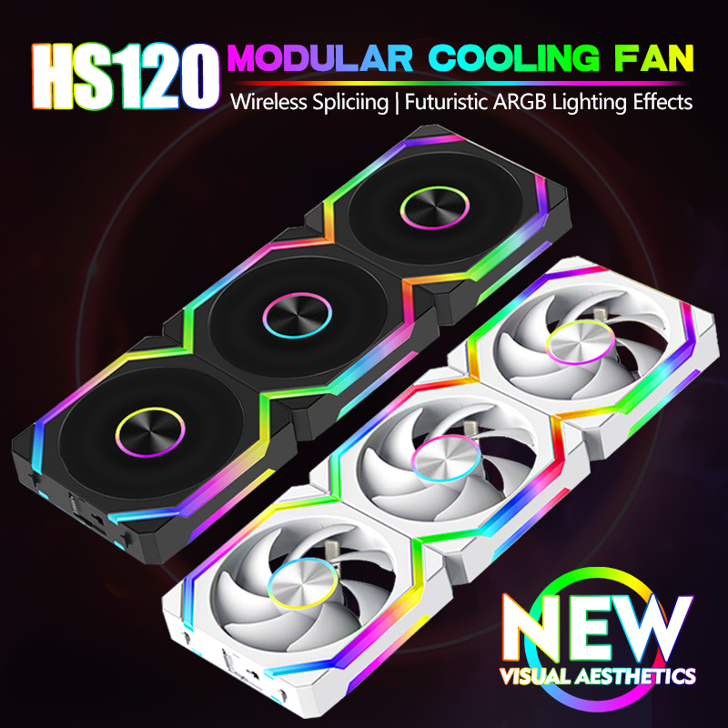 JUMPEAK HS120 Halo ARGB 冷却ファン 360mm 240mm モジュラースタッキング可能 120mm RGB ファンキット ゲーミング PC ケース 水冷クーラー用