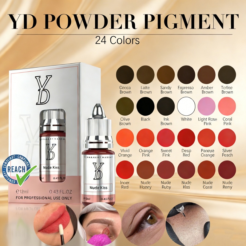 YD REACH Certified Powder Liquid Pigment Professional Permanent Makeup Tattoo Ink for Hairstroke Scalp Brow Lipstick Effect 12ML