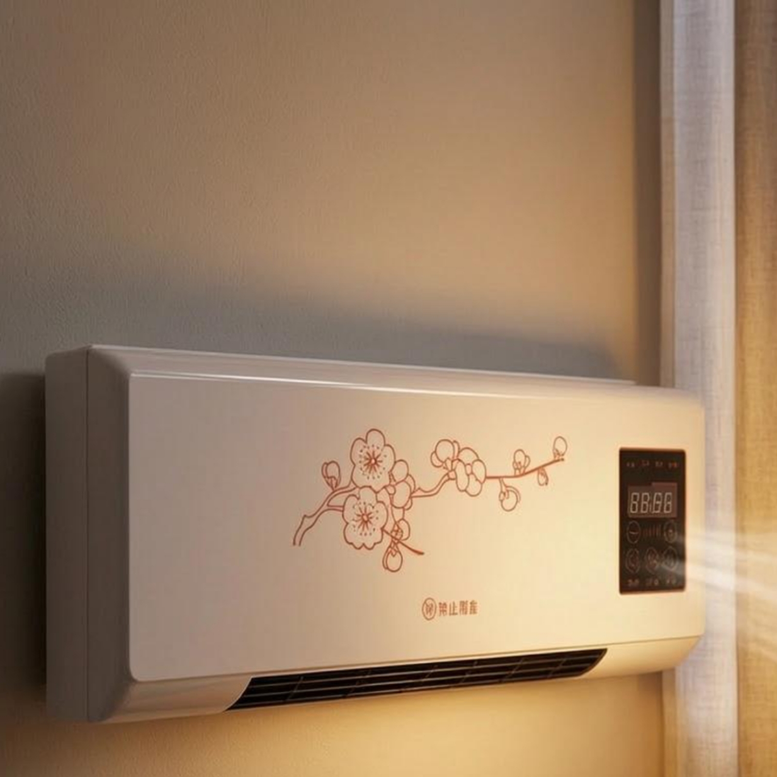 2-in-1 ヒーターおよびクーラー ワイヤレス コントローラー コントロール 壁掛けヒーター クーラー 加熱および冷却ファン デジタル ディスプレイ