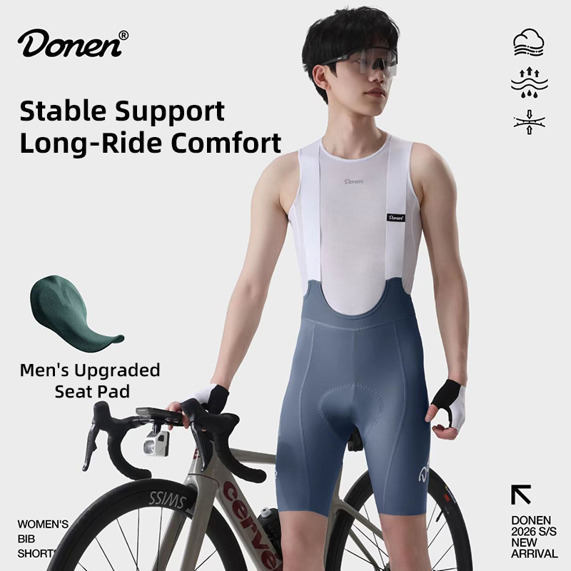 DOENEN 夏メンズビブショーツプロフェッショナル高弾性肌に優しい通気性速乾性衝撃吸収パッドサイクリングビブショーツ