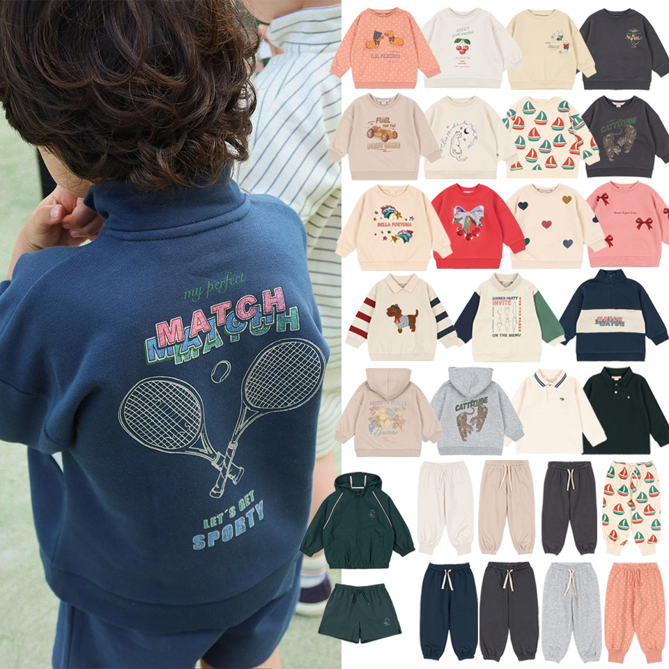 秋の男の子女の子新着子供服ブランド同じスタイル光沢のあるラペルトレーナースウェットパンツパーカー長袖長ズボンセット