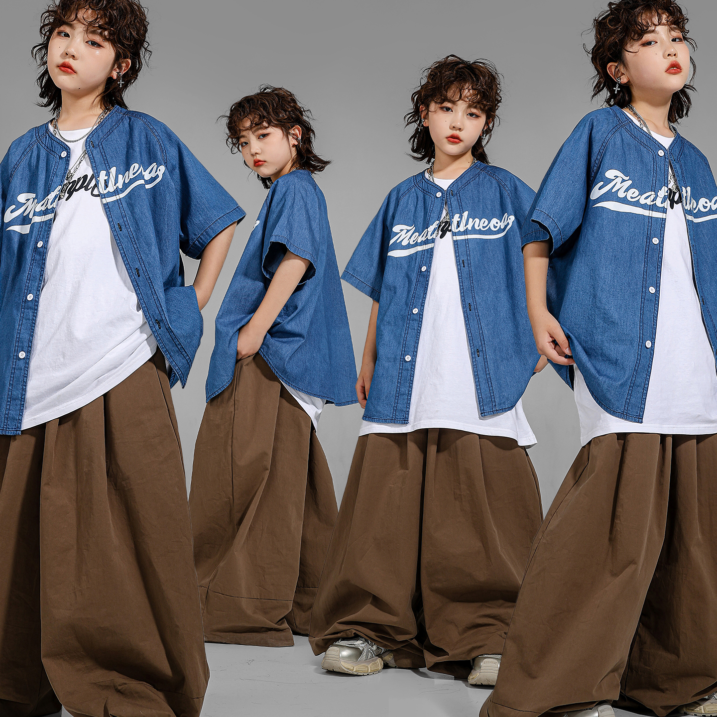 ヒップホップ服ボーイズオーバーサイズだぶだぶカーゴパンツストリートダンス Tシャツ女の子 K-POP ジャズ衣装子供服セット子供ストリート