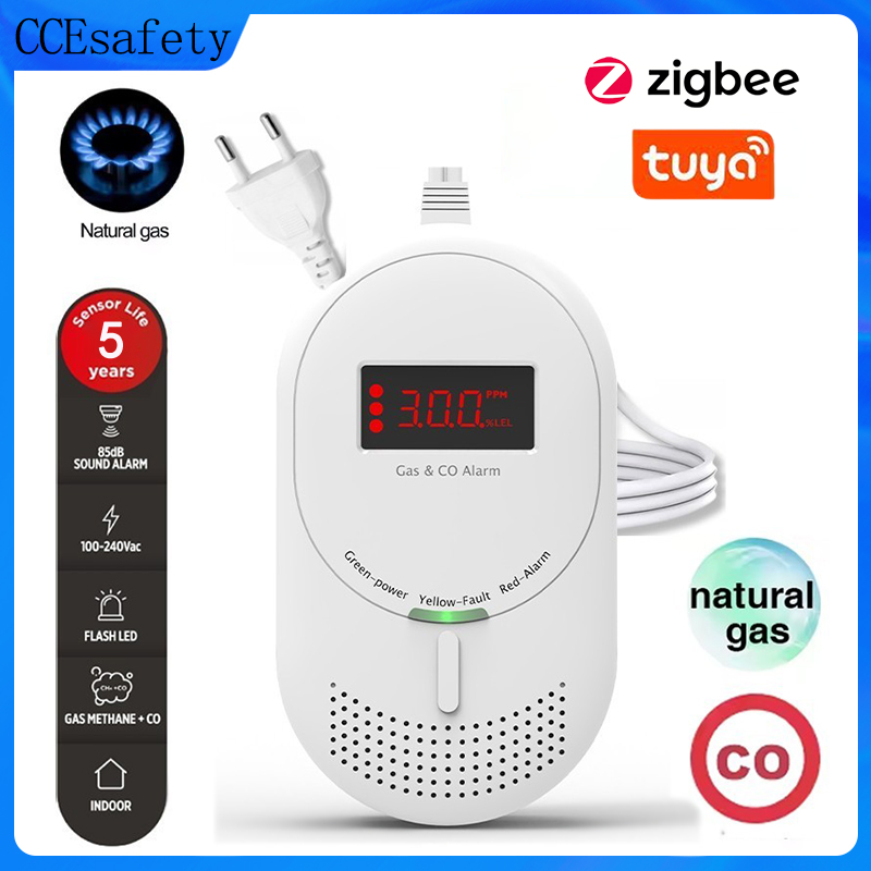 CCEsafety Zigbee Tuya ガス CO 検出器プラグイン天然ガス漏れ検出器