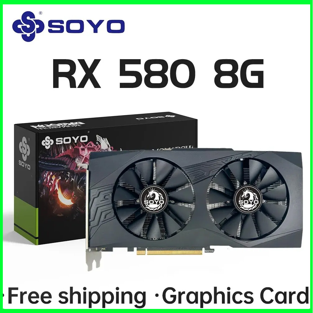 SOYO グラフィックカード AMD Radeon RX580 8G GDDR5 256bit DP*1 DVI*1 デスクトップゲーミングコンピュータ用ビデオカード GPU RX 580