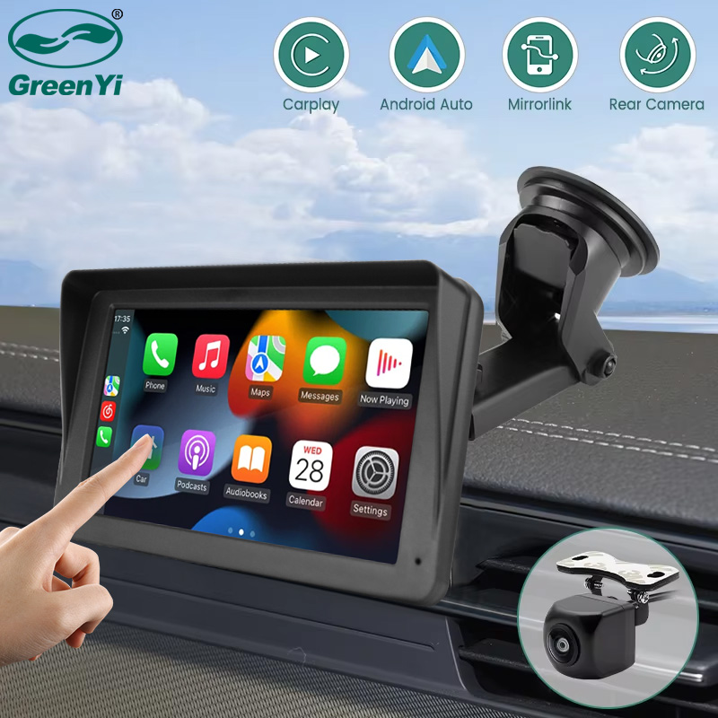 GreenYi 7 ''ワイヤレス Carplay IPS タッチ スクリーン フル HD カメラ付き Android 自動 GPS FM ラジオ マルチメディア ビデオ プレーヤー T86 モニター