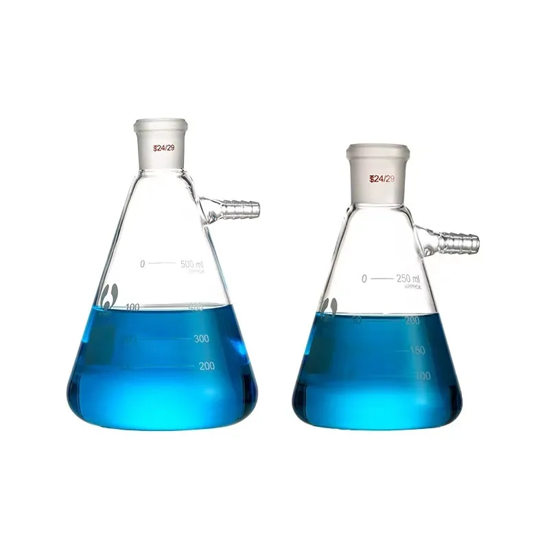 25ml～2000ml対応 ガラス製真空粉砕口ろ過吸引フラスコ（上部付き）実験用フィルターボトル 1個