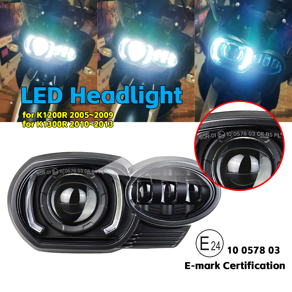 オートバイ LED ヘッドライト BMW K1200R 2005 〜 2009 K1300R 2010 〜 2013 アップグレード交換用ヘッドランプ DRL ライト付き