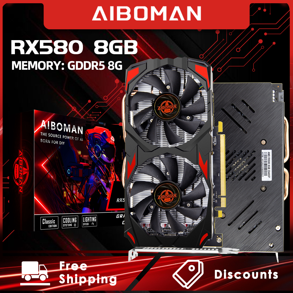 Radeon RX580 8G PCIE3.0x16 GDDR5 256ビットカード メモリ ビデオゲーミングカード コンピュータアセンブリアクセサリに適しています