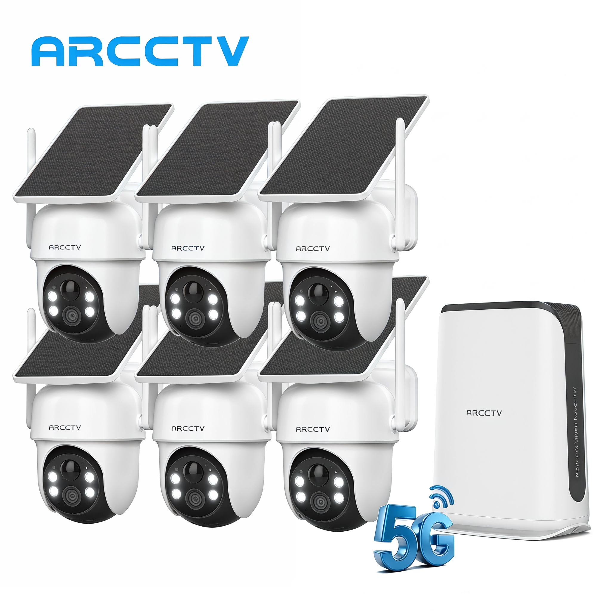 ARCCTV 2K Wifi ソーラーカメラキット屋外ワイヤレスセキュリティ監視カメラセットサイレン警報ヒューマノイド検出双方向オーディオ