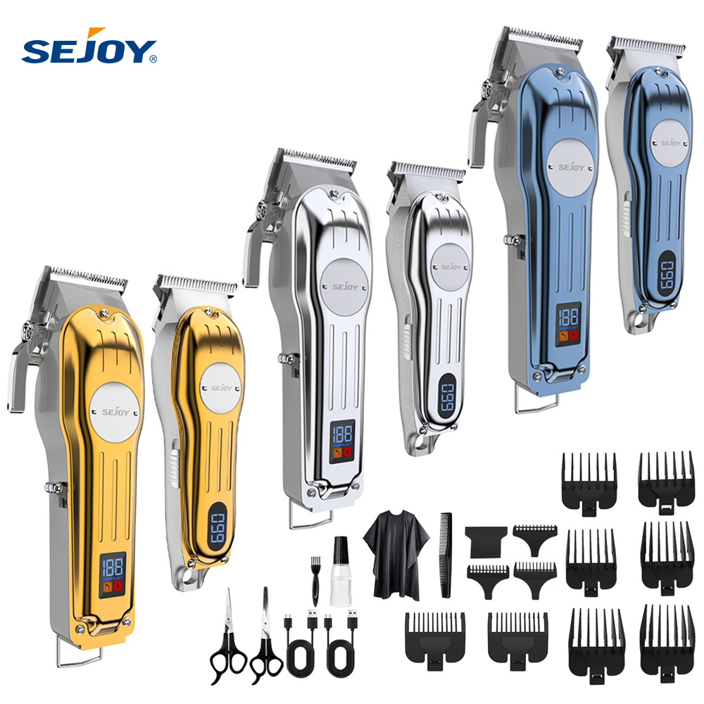 Sejoy プロフェッショナルコンボキットバリカン電動ヘアトリマーセット男性用充電式コードレス散髪機理容室