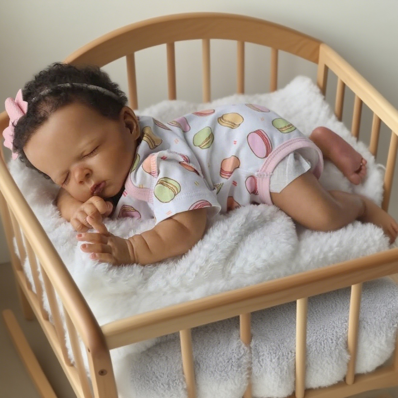 BZDOLL 48 CM ブラック ブラウン スキン スリープ リボーン ベビードール おもちゃ 女の子用 リアルなビニール製の手足 布ボディ 19 インチ 眠っている赤ちゃん人形 手作り 誕生日ギフト コレクタブル ヒューマノイド人形