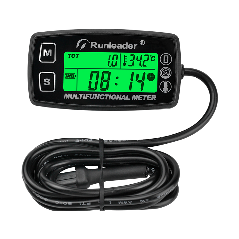 Tachometer Hour Meter Digital LCD Thermometer Temperature for Lawn Tractor Compressor Generator Snowmobile Marine Jet Ski Pit Bi