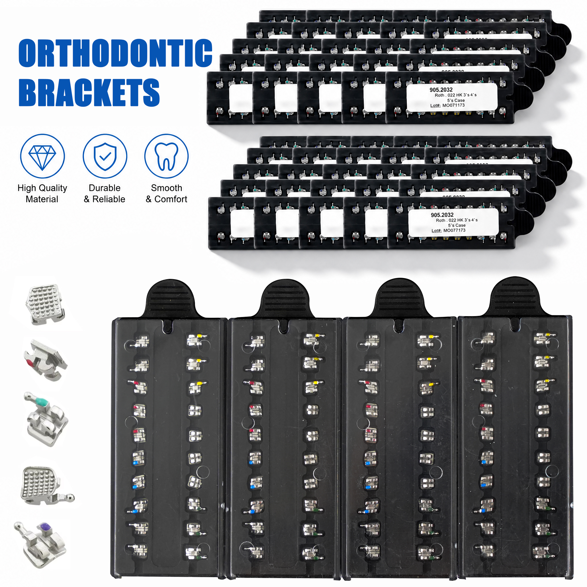 よく CK 歯科矯正金属ブラケットキット 20 個ミニ Roth MBT 0.0018/0.022 スロットモノブロックブレースフック 3-4-5 歯科医の歯