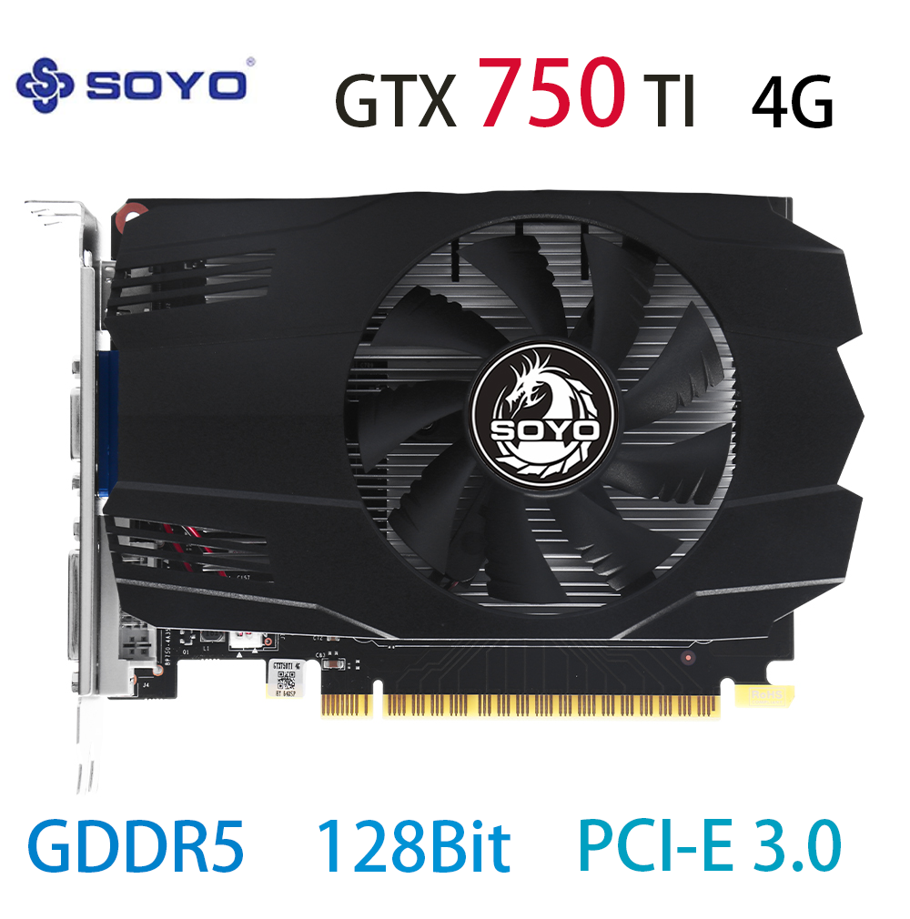 SOYO グラフィックカード NVIDIA GeForce GTX 750TI 4G GDDR5 128bit HDMI対応 DVI*1 VGA*1 デスクトップゲーミングコンピュータ用ビデオカード