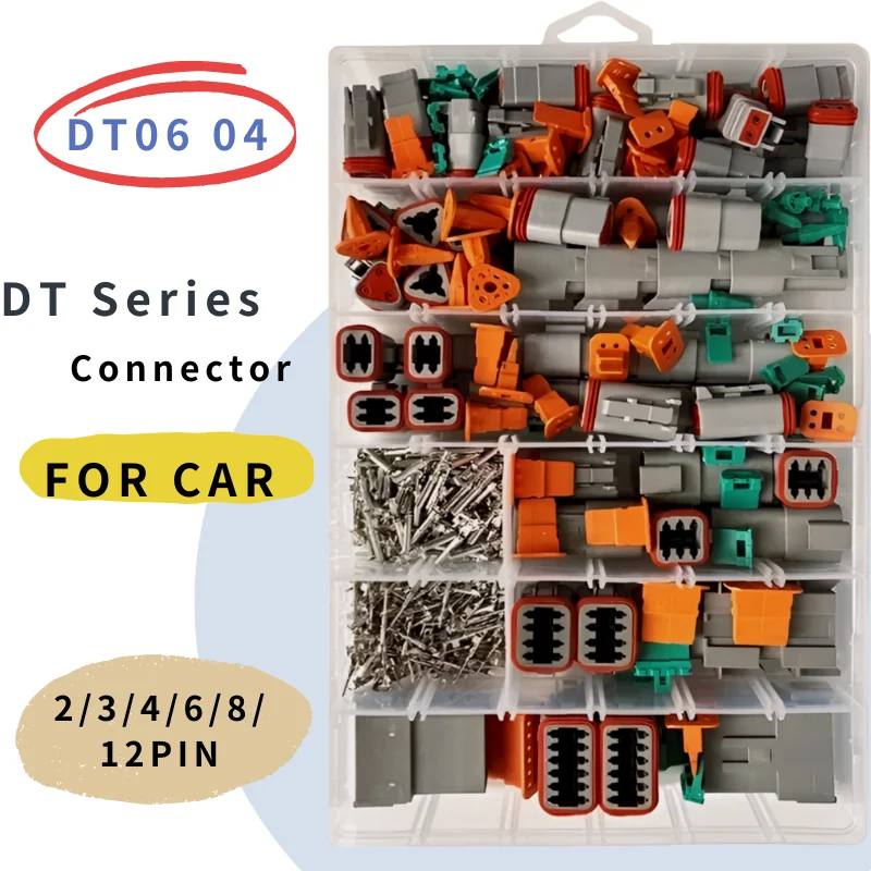 箱入りドイツタイプ DT コネクタキット防水ワイヤー DT シリーズコネクタセットボックス DT06/DT04 2/3/4/6/8/12 ピン密封プラグ