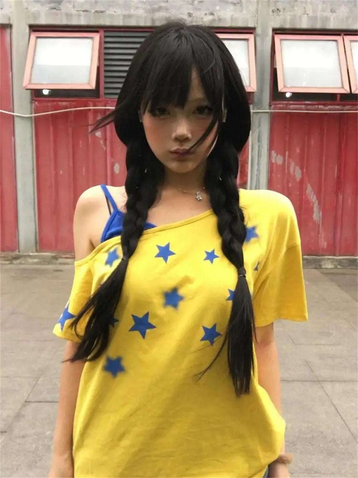 ファッション黄色パッチワーク女性の Tシャツ半袖夏トップスアメリカンレトロスキューカラーグラフィック Tシャツ 2000 年代服 Y2k
